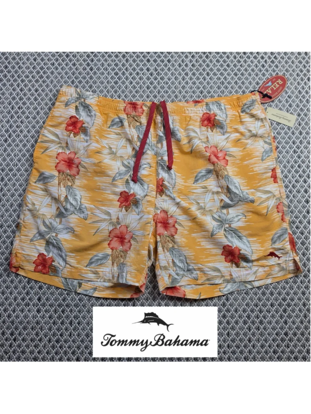 Tommy Bahama Relax Swim Trunks Mens 2XL NWT Tropical Hibiscus Floral Yellow